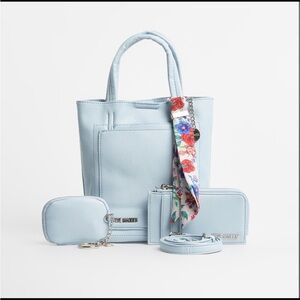 NWOT Steve Madden Baby Blue Croasbody bag with scarve and ear but holder